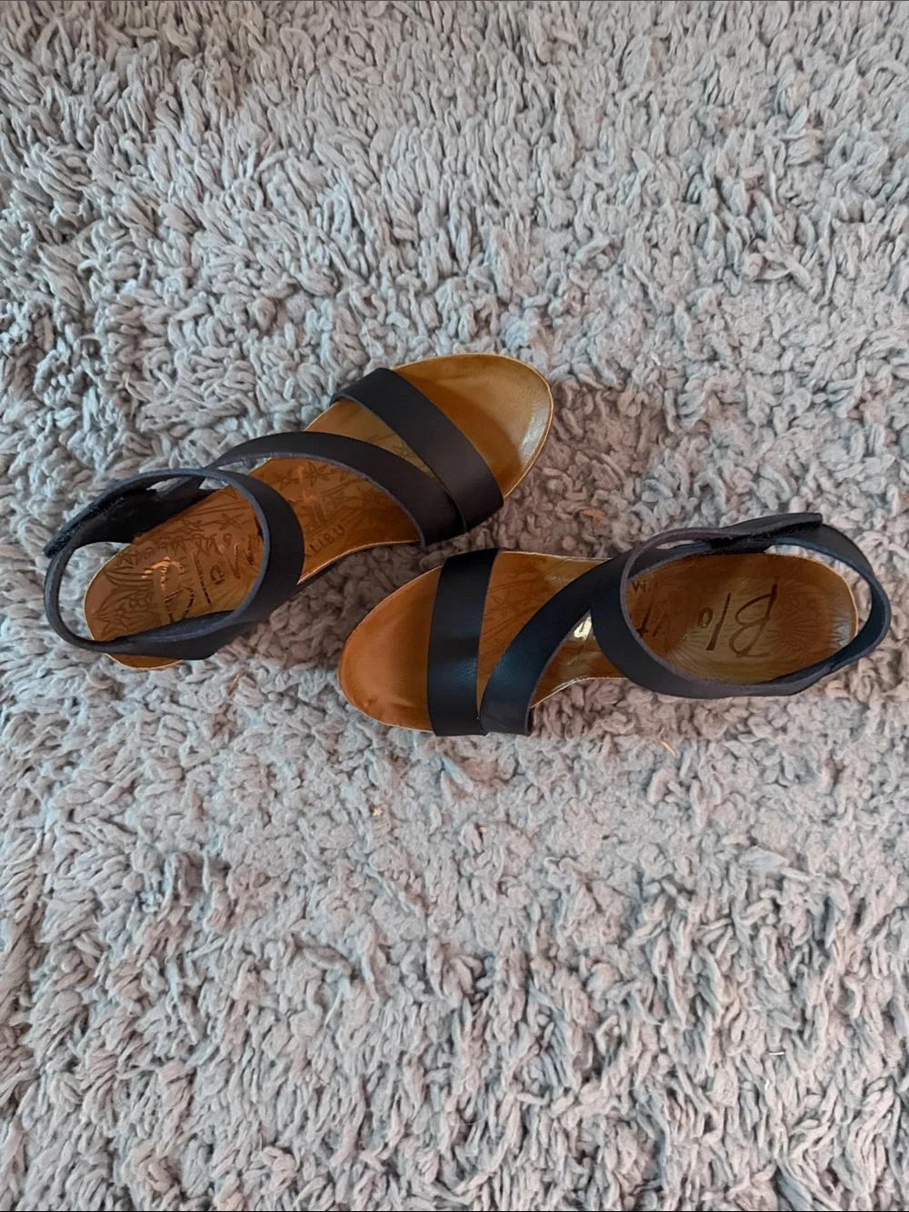 Blowfish Black Cork Wedge Sandals